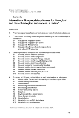International Nonproprietary Names for Biological and Biotechnological Substances: a Review17