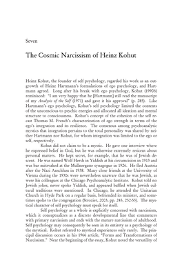 The Cosmic Narcissism of Heinz Kohut