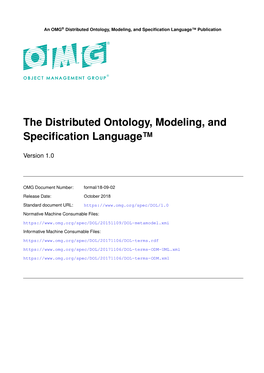 The Distributed Ontology, Modeling, and Specification Language™