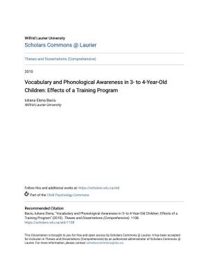 Vocabulary and Phonological Awareness in 3- to 4-Year-Old Children: Effects of a Training Program