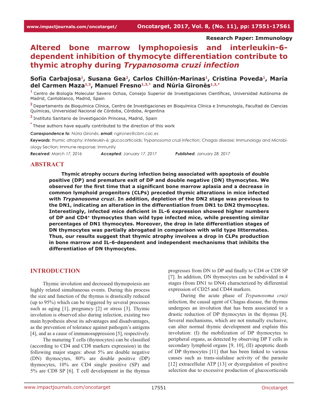 Dependent Inhibition of Thymocyte Differentiation Contribute to Thymic Atrophy During Trypanosoma Cruzi Infection