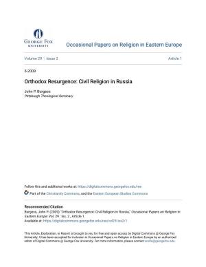 Orthodox Resurgence: Civil Religion in Russia