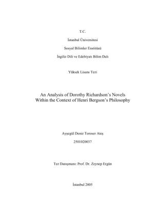 An Analysis of Dorothy Richardson's Novels Within the Context of Henri Bergson's Philosophy