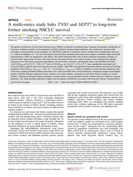 A Multi-Omics Study Links TNS3 and SEPT7 to Long-Term Former Smoking NSCLC Survival