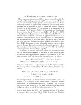 11. Unbounded Operators and Relations Many Important Operators on Hilbert Spaces Are Not Bounded