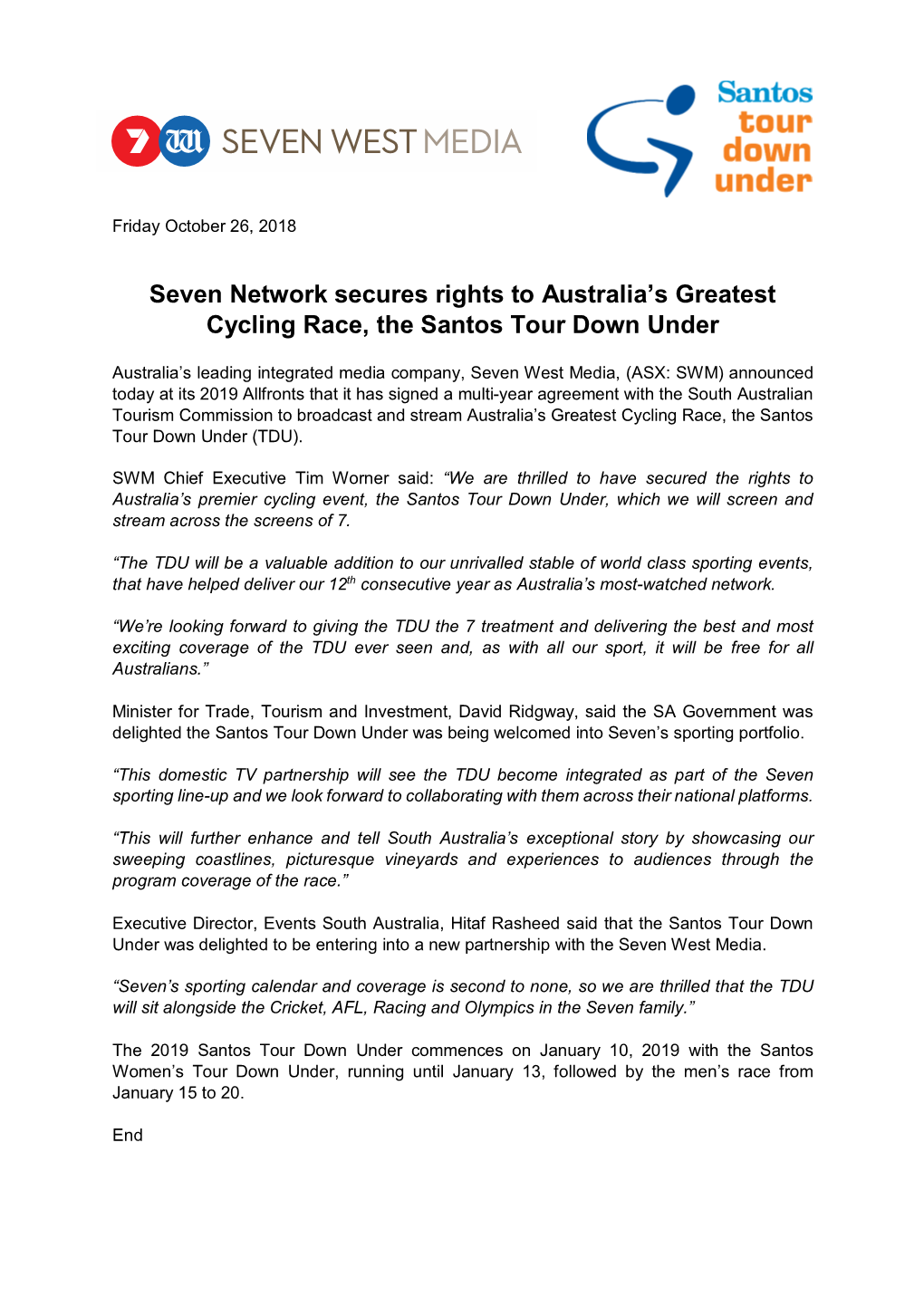 Seven Network Secures Rights to Australia's Greatest Cycling Race