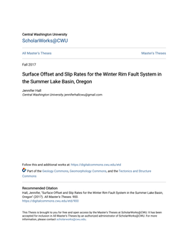 Surface Offset and Slip Rates for the Winter Rim Fault System in the Summer Lake Basin, Oregon