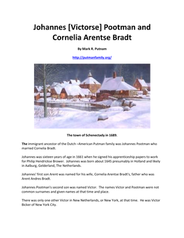Johannes [Victorse] Pootman and Cornelia Arentse Bradt