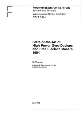 State-Of-The-Art of High Power Gyro-Devices and Free Electron Masers 1994