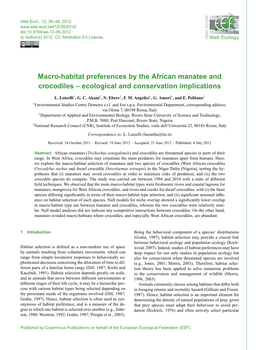 Macro-Habitat Preferences by the African Manatee and Crocodiles – Ecological and Conservation Implications