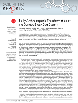 Early Anthropogenic Transformation of the Danube-Black Sea System SUBJECT AREAS: Liviu Giosan1, Marco J