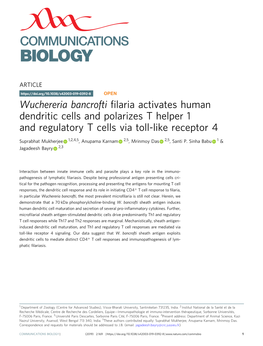 Wuchereria Bancrofti Filaria Activates Human Dendritic Cells and Polarizes