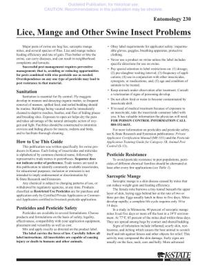 C676 Lice, Mange and Other Swine Insect Problems