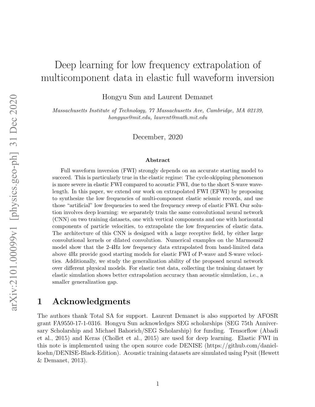 Deep Learning for Low Frequency Extrapolation of Multicomponent Data in Elastic Full Waveform Inversion