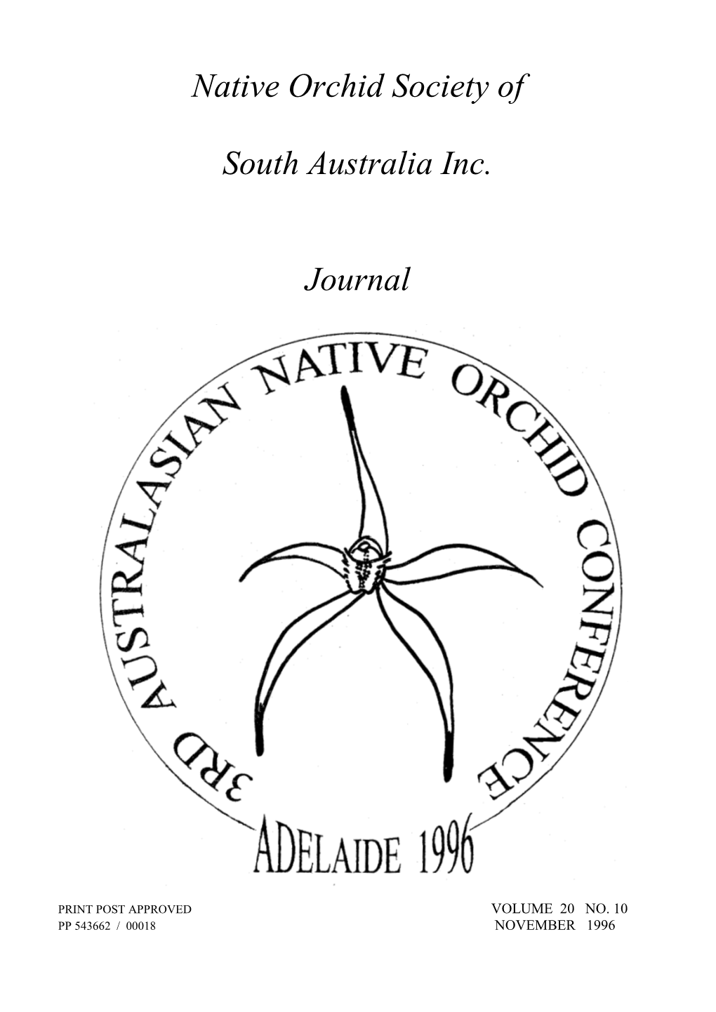 Native Orchid Society of South Australia Inc. Journal