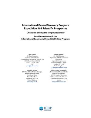 International Ocean Discovery Program Expedition 364 Scientific