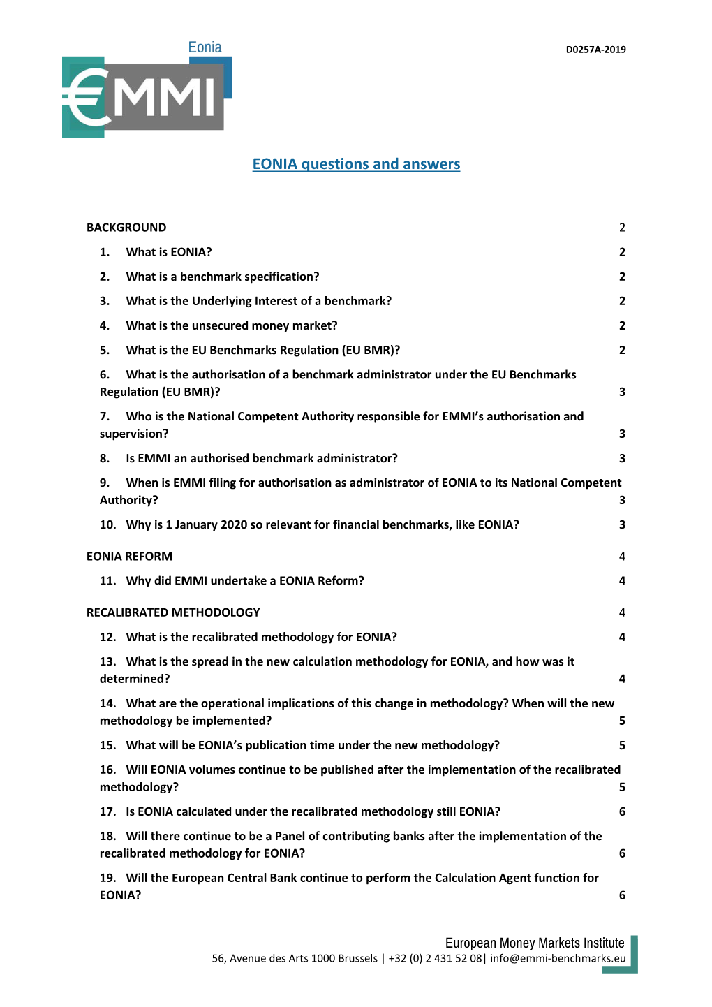 EONIA Questions and Answers