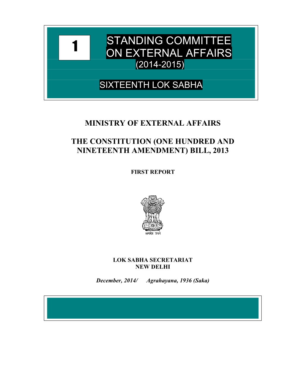 Standing Committee on External Affairs (2014-2015)