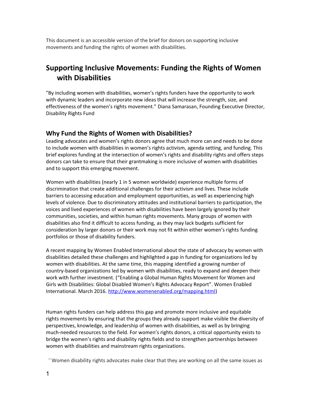 Supporting Inclusive Movements: Funding the Rights of Women with Disabilities