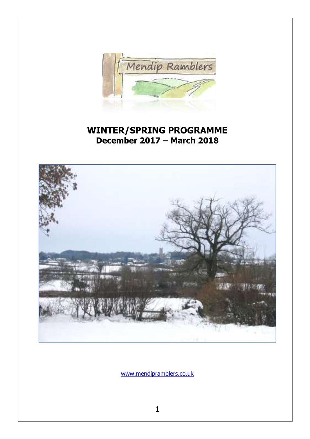 WINTER/SPRING PROGRAMME December 2017 – March 2018