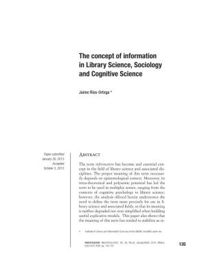 The Concept of Information in Library Science, Sociology and Cognitive Science