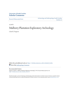 Mulberry Plantation Exploratory Archeology Leland G