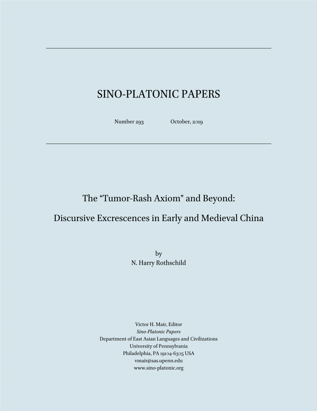 “Tumor-Rash Axiom” and Beyond: Discursive Excrescences in Early and Medieval China