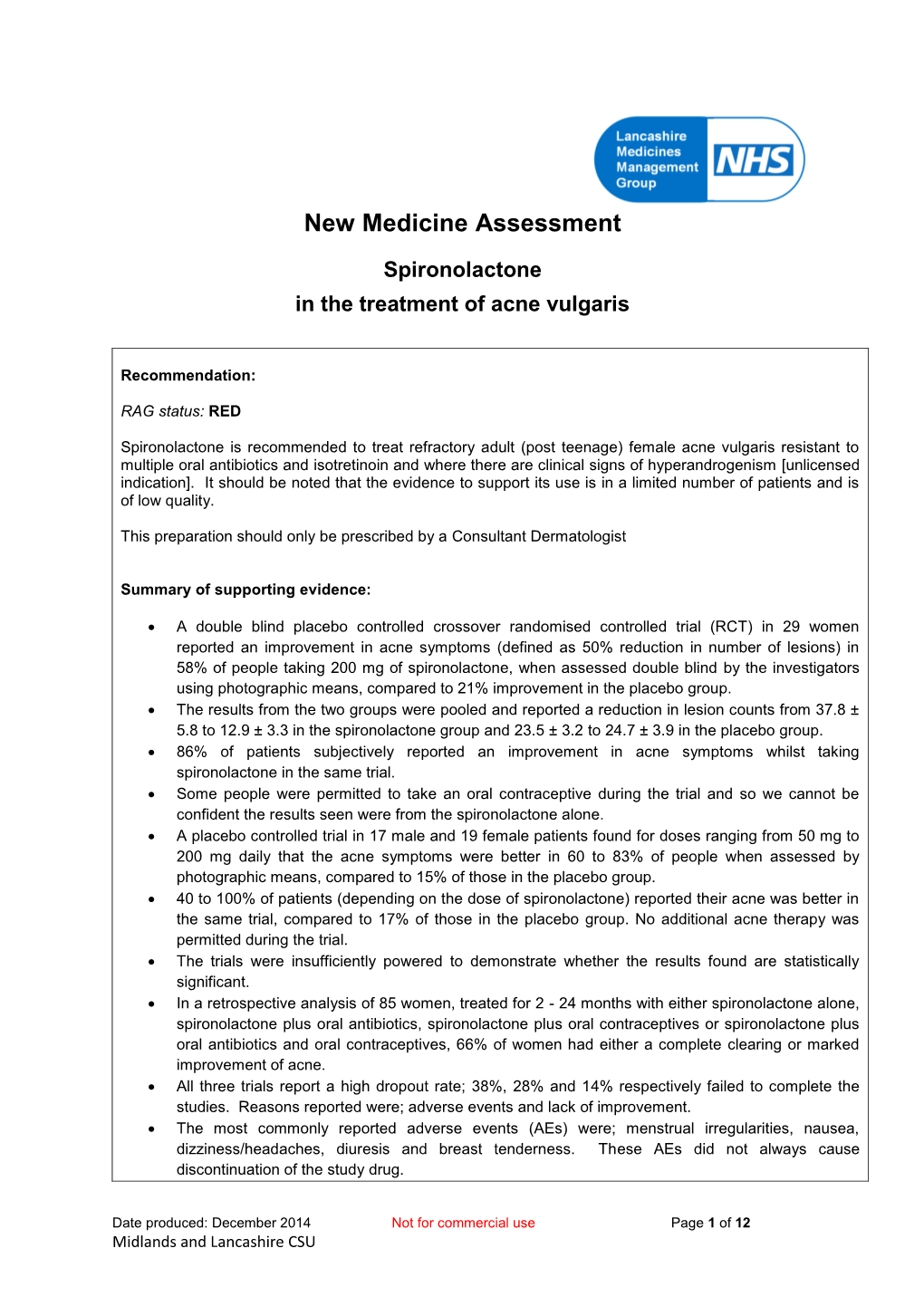 Spironolactone in Acne New Medicines Review