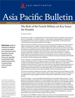 The Role of the French Military on Key Issues for Oceania