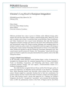 Ukraine's Long Road to European Integration