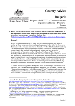 Country Advice Bulgaria Bulgaria – BGR37273 – Treatment of Roma