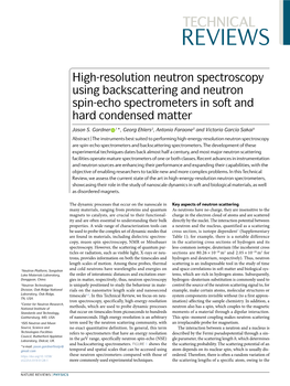 High-Resolution Neutron Spectroscopy Using Backscattering and Neutron Spin-Echo Spectrometers in Soft and Hard Condensed Matter
