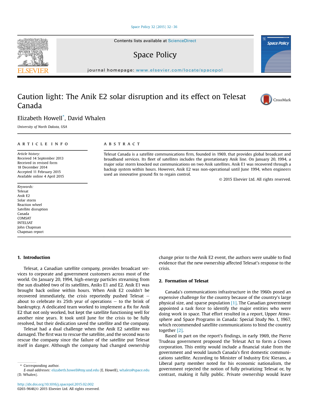 The Anik E2 Solar Disruption and Its Effect on Telesat Canada