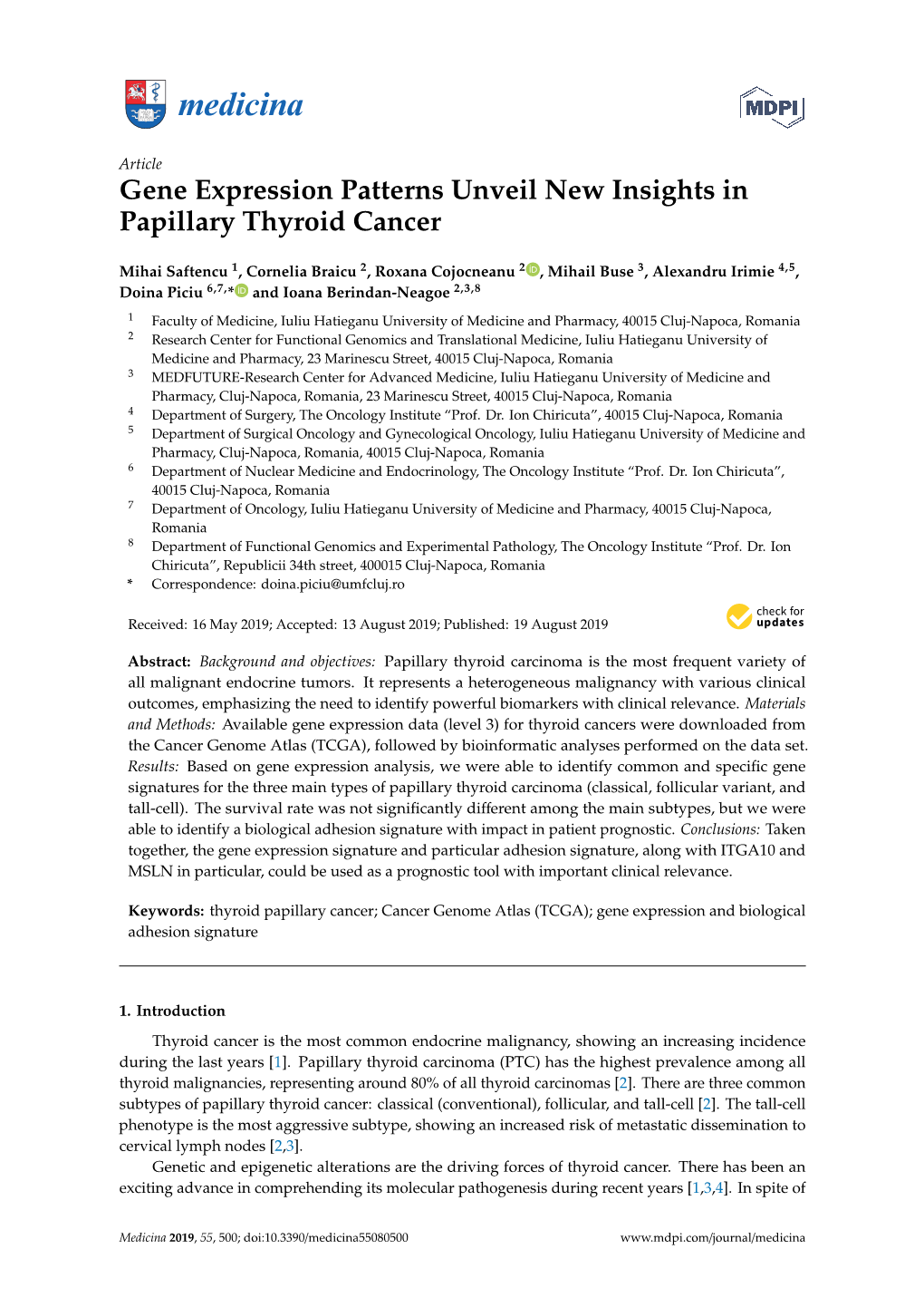 Gene Expression Patterns Unveil New Insights in Papillary Thyroid Cancer