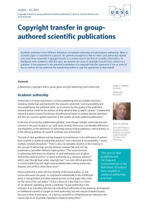 Copyright Transfer in Group-Authored Scientific Publications | Jaime A
