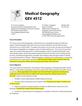 Medical Geography GEV 4512