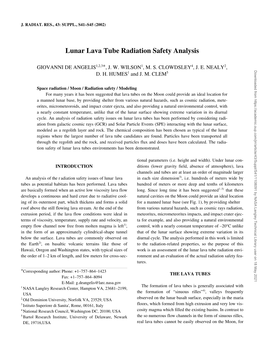 Lunar Lava Tube Radiation Safety Analysis