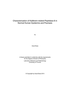 Characterization of Kallikrein-Related Peptidase-8 in Normal Human Epidermis and Psoriasis