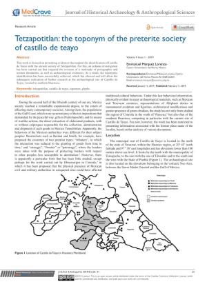 Tetzapotitlan: the Toponym of the Preterite Society of Castillo De Teayo