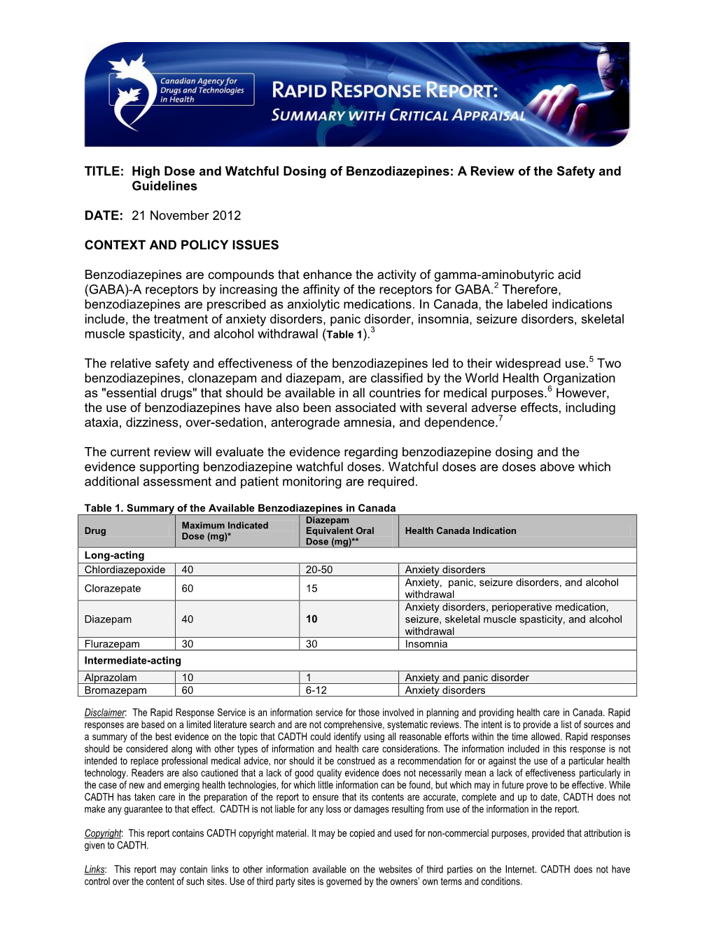 High Dose and Watchful Dosing of Benzodiazepines: a Review of the Safety and Guidelines