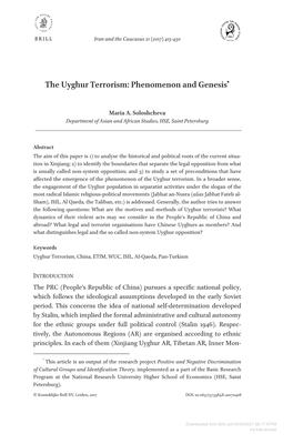 The Uyghur Terrorism: Phenomenon and Genesis*
