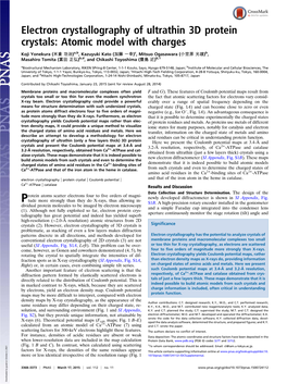 Electron Crystallography of Ultrathin 3D Protein Crystals: Atomic Model with Charges