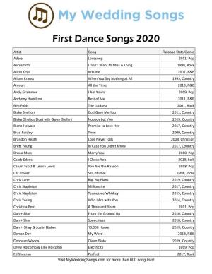 First Dance Songs 2020