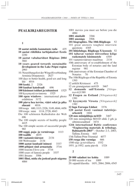 Pealkirjaregister • 2004 — Index of Titels • 2004