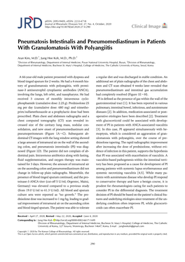 Pneumatosis Intestinalis and Pneumomediastinum in Patients with Granulomatosis with Polyangiitis