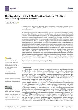 The Regulation of RNA Modification Systems: the Next Frontier in Epitranscriptomics?