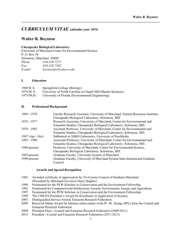 CURRICULUM VITAE Calendar Year 2016