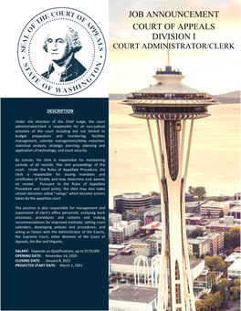 Court of Appeals Division I Court Administrator/Clerk