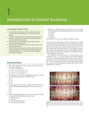 1 – Introduction to Dental Anatomy