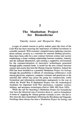 2 the Manhattan Project for Biomedicine